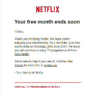 Netflix-mail 8 messaggio di benvenuto